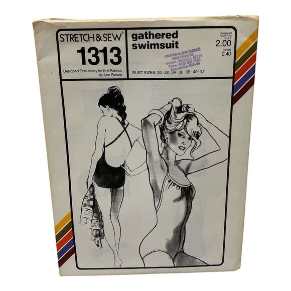 1979 Stretch and Sew Gathered Swimsuits Design Patterns by Ann Person - Picture 1 of 8